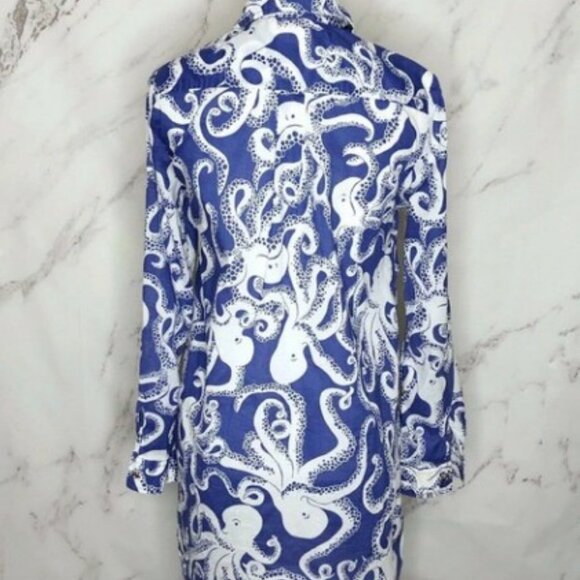 Lilly Pulitzer Captiva Tunic Bubbly Blue Octopus **Rare Find Print** Sz Large - Picture 2 of 10